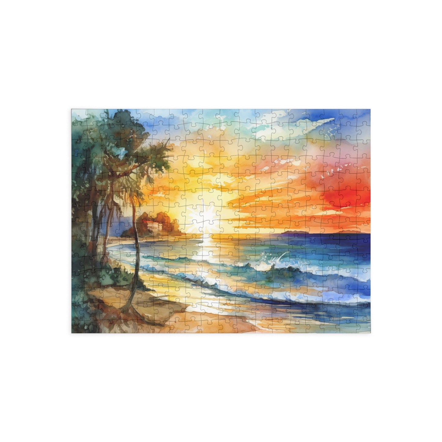 Watercolor Beach Sunset Puzzle (96, 252, 500, 1000-Piece)