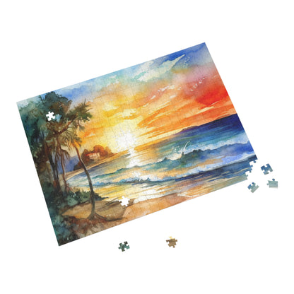 Watercolor Beach Sunset Puzzle (96, 252, 500, 1000-Piece)