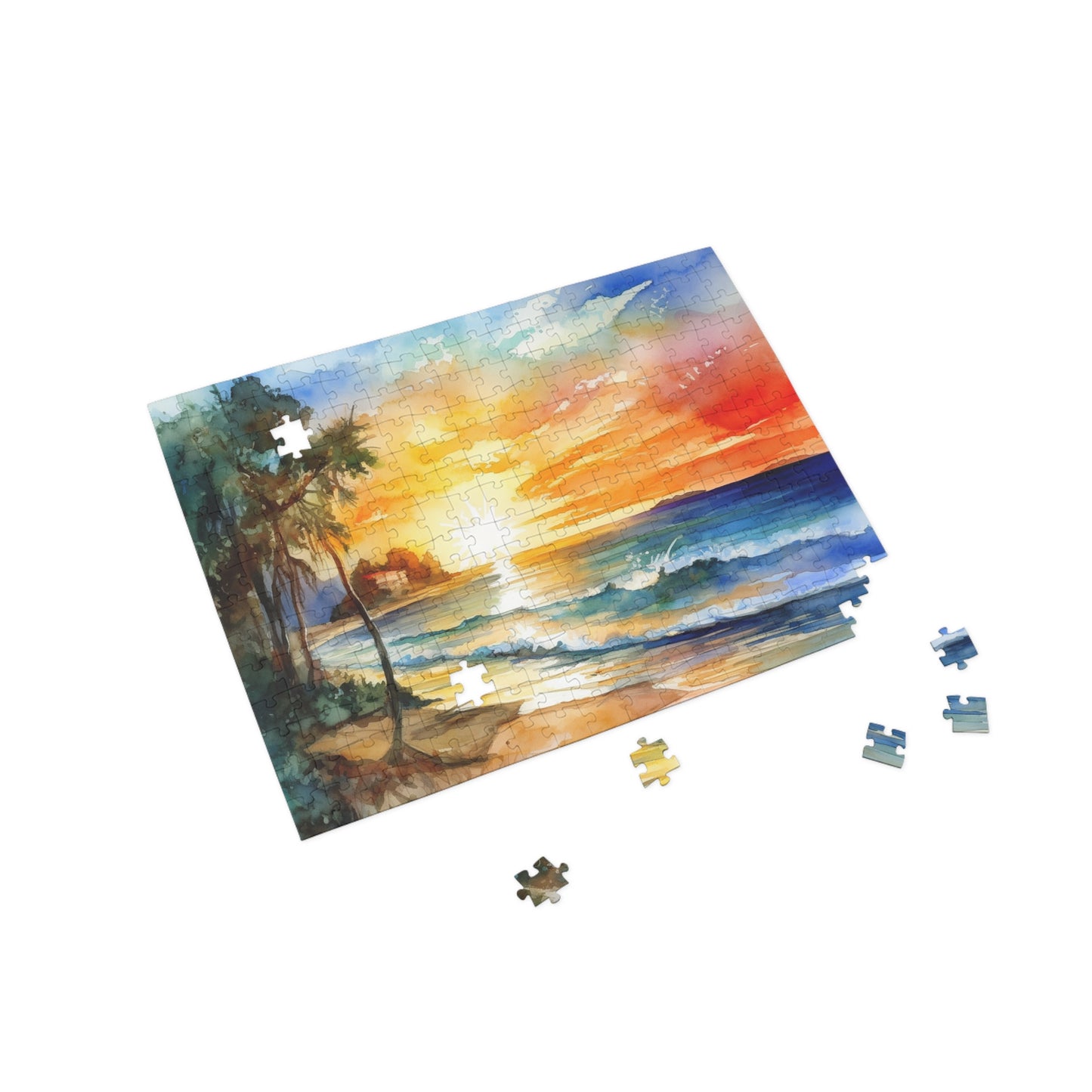 Watercolor Beach Sunset Puzzle (96, 252, 500, 1000-Piece)